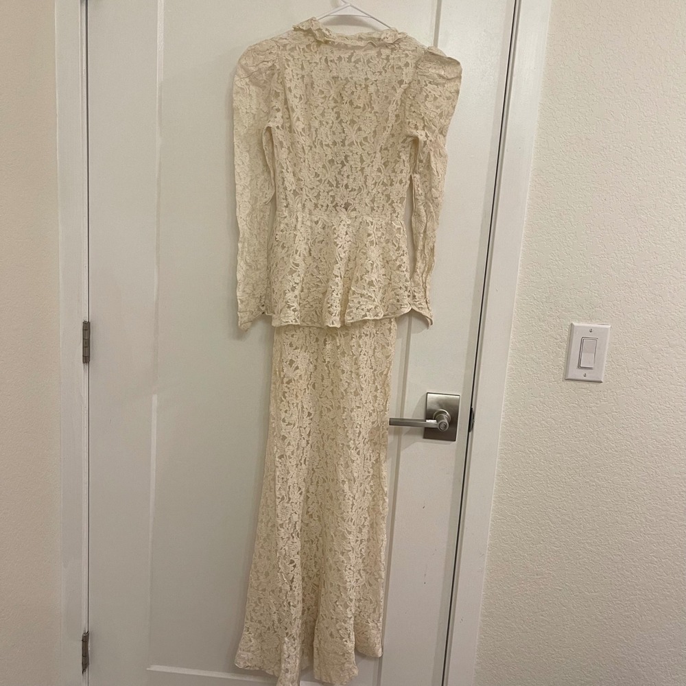 Antique Lace Wedding Dress Sheer Mesh Retro Cover Bridal Vintage